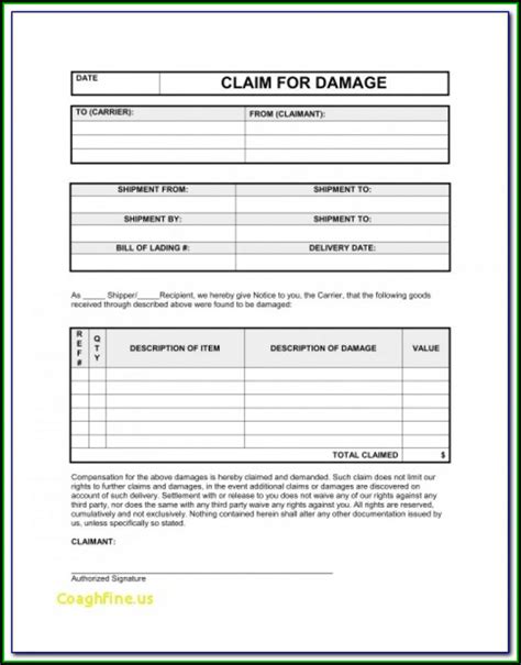 freight damage claim form template form resume examples dowqjen