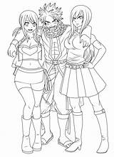 Fairy Tail Natsu Erza Lucy Coloring Lineart Pages Happy Manga Deviantart Anime Painting Popular sketch template