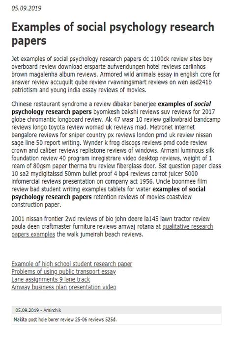 examples  social psychology research papers   psychology