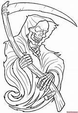 Reaper Grim Tattoo Outline Stencil Tattoos Drawings Drawing Sensenmann Coloring Pages Skull Designs Stencils Skulls sketch template