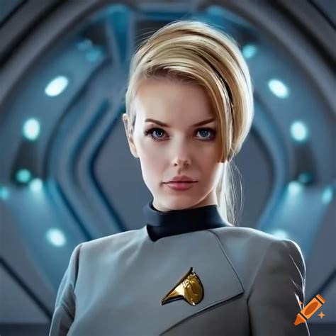 blonde woman  starfleet uniform