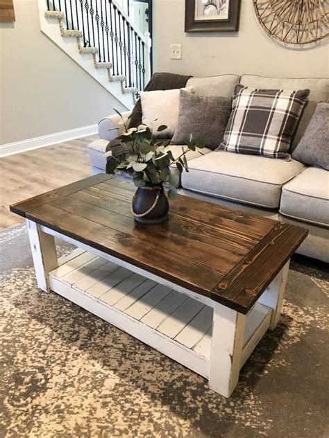chunky farmhouse coffee table clean lines distressed coffee table