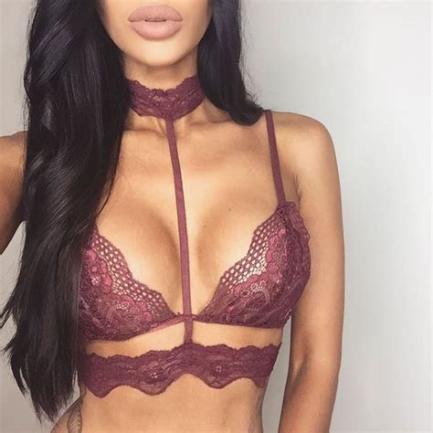 hot sexy women crop tops lace choker sheer bralette bustier bra