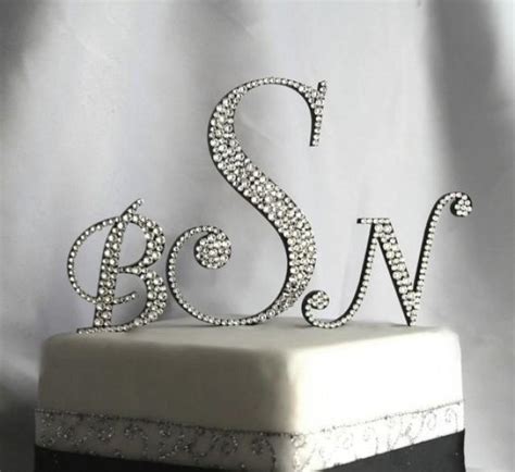 Three Initial Monogram Cake Topper In Any Letters A B C D E F G H I J K