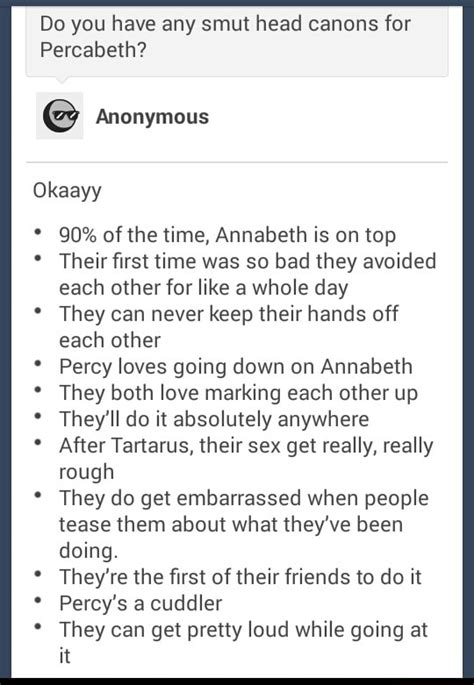 do you have any smut head canons for percabeth