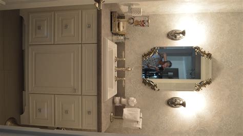 Elegant Powder Room In Warm Grays And Warm White Design