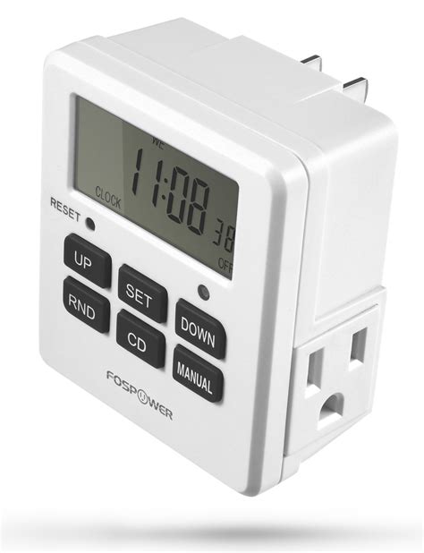 digital outlet timer fospower etl listed digital lcd dual outlet programmable timer  day