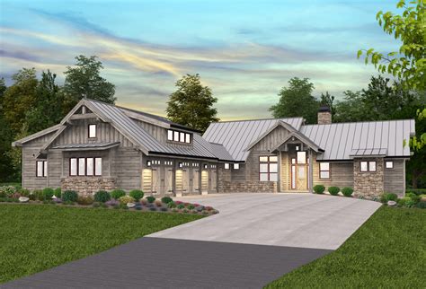craftsman rustic cabin plans ranch style house plan    sq ft  bed  bath