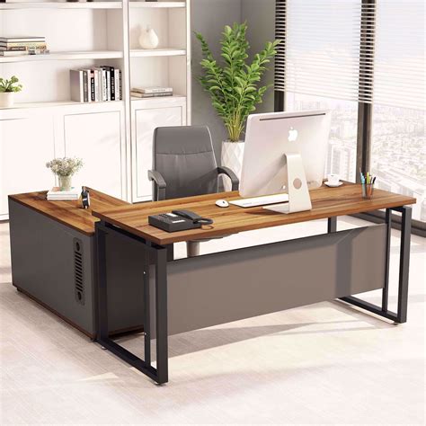 tribesigns  shaped computer desk  inches executive desk business furniture   file