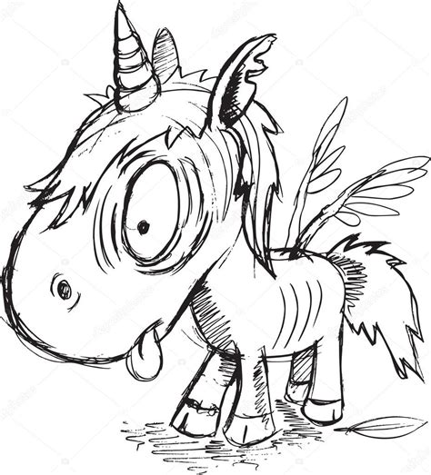 zombie unicorn sketch vector illustration art stock vector image