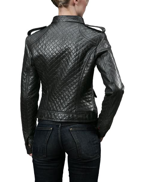 Forzieri Womens Black Quilted Leather Zip Motorcycle Jacket In Black Lyst