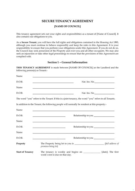 tenancy agreement templates  word format excel template