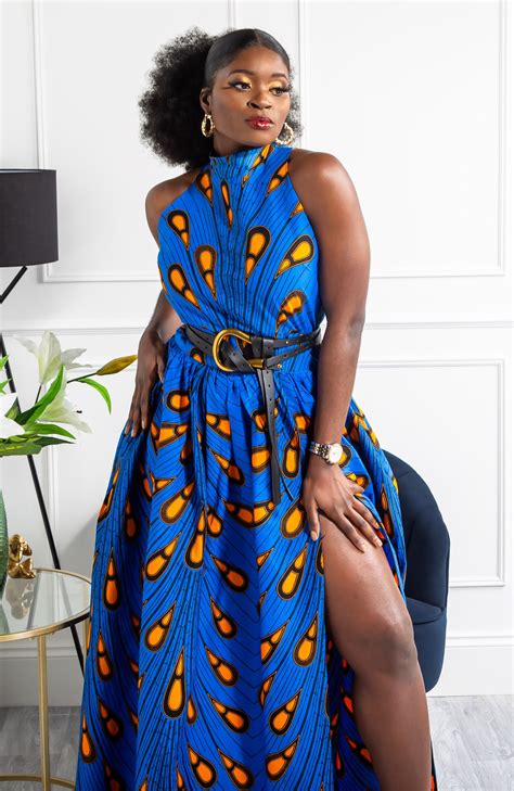 African Maxi Dresses For Women African Sleeveless Turtleneck Dress