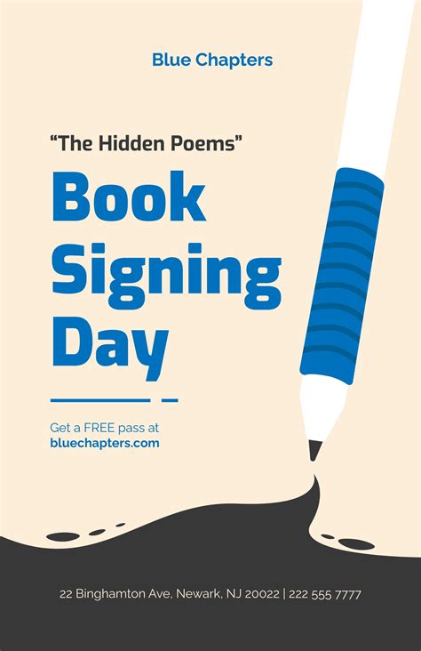 sample book signing poster  psd illustrator word publisher pages