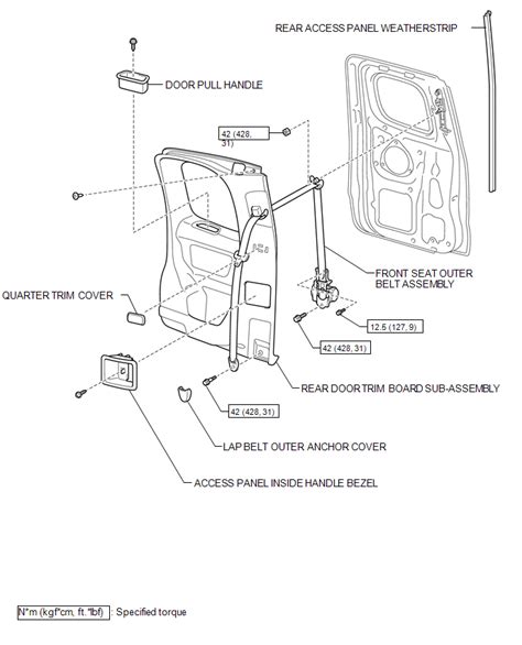 toyota tacoma   service manual rear doorfor access cab engine hood door