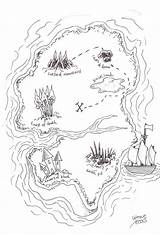 Map Treasure Outline Drawing Clipart Pirate Library sketch template