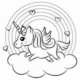 Fumetto Unicorno Sveglio Arcobaleno Coloritura sketch template