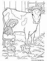 Coloring Cow Farm Pages Milking Boy Colouring Cows Dairy Printable Calf Ingalls Laura Wilder Barn Calves Animal Color Farmer Colour sketch template
