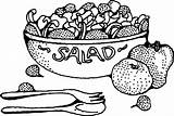 Coloring Clipart Salad Lettuce Fruit Webstockreview sketch template