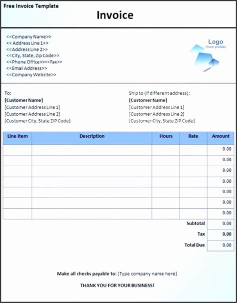 Invoice Format Word Template Pgpase