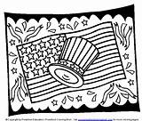 Coloring July 4th Flag Printable Pages Color Hat Fourth sketch template