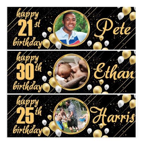 personalised gold photo birthday banner  piecesfrom   post