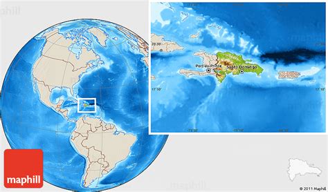 Physical Location Map Of Dominican Republic Shaded Relief