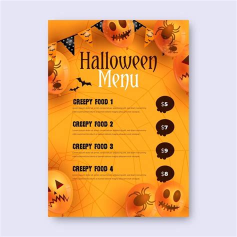 vector realistic halloween menu template
