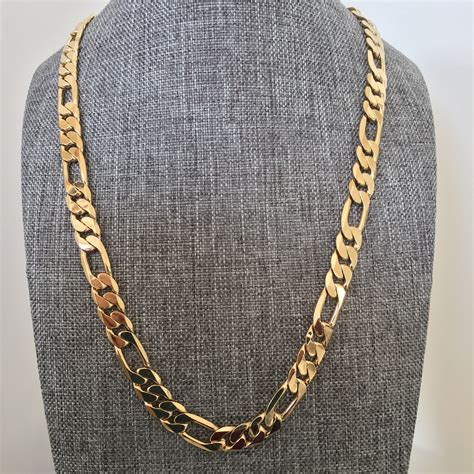 mens gold chain necklace  thick figaro gold etsy