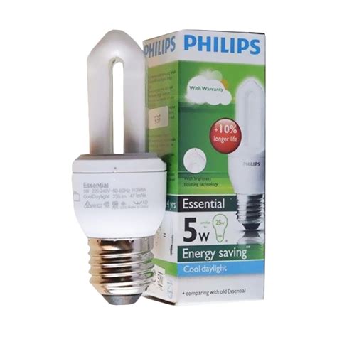 jual philips essential lampu hemat energi putih  watt  seller kbien caringin kab
