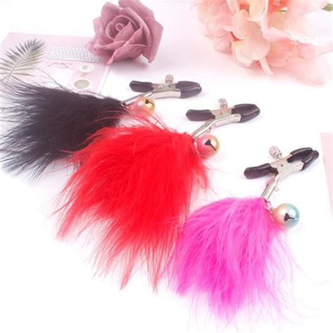 Breast Nipple Clamps With Feather Bell Toy Adults Tease Game Body