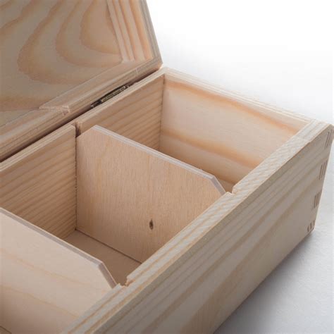 plain wooden small storage box  hinged lid compartments etsy uk
