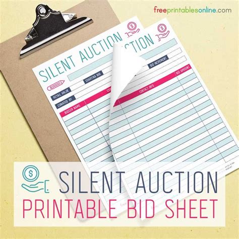 silent auction bidding sheet  printables  silent auction