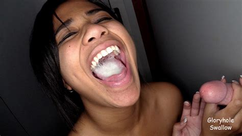 girl swallows cum gags first time
