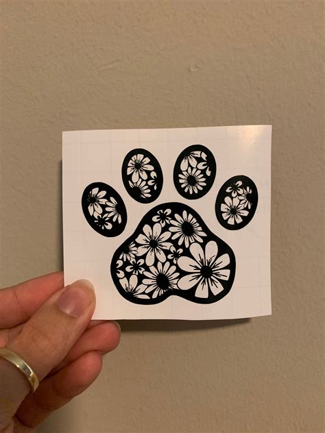 flower dog paw print sticker etsy