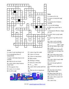city crossword puzzle worksheet    grade lesson planet