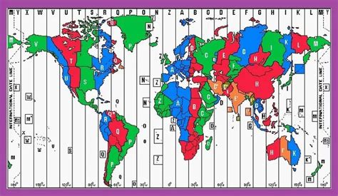 world time zone map large printable colorful   time zone