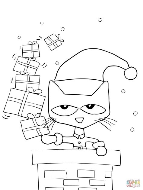 pete  cat saves christmas coloring page supercoloringcom