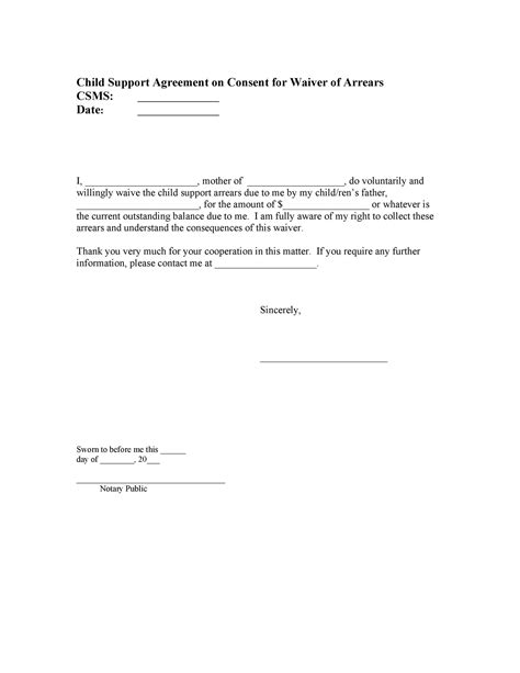 child support agreement templates  ms word