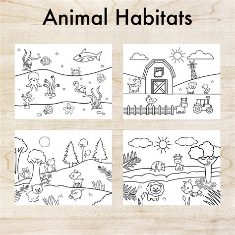 animal habitats coloring pages printable  toddlers  kids