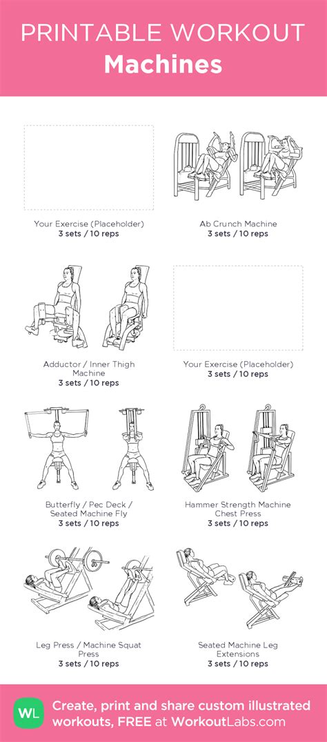 weight machine workout routines printable gym workout plans printable