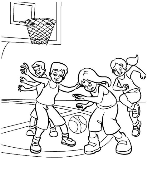 team basketball exercise coloring pages kids play color