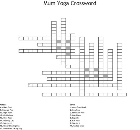 yoga poses crossword