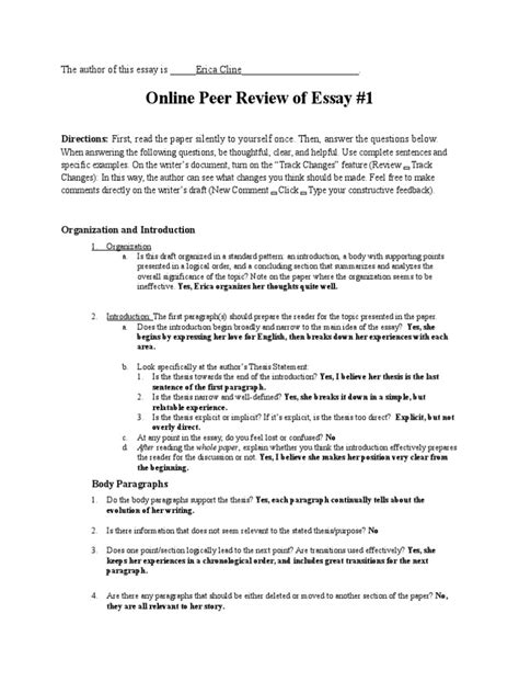peer review sheet essay   essays thesis