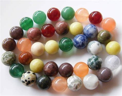 pcs mm  gemstone beads mixed assortment  natural  dyed