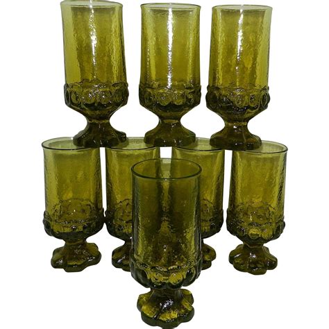 vintage franciscan madeira olive green tea glasses from