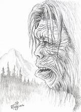 Bigfoot Sasquatch Coloring Pages Sketches Drawing Sketch Drawings Choose Board sketch template