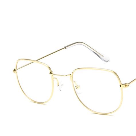 gold metal frame eyeglasses for women female vintage glasses clear lens