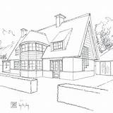 Huis Tekenen Tekening Perspectief Getekend Kleurplaten Huizen Ontwerpen sketch template