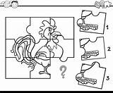 Rompecabezas Colorear Jigsaw Gallo Puzzel Spel Stockillustratie Vectores Tekening Divan Pagina Izakowski sketch template